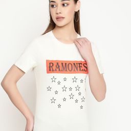 FUTURO Women Typography Printed Applique T-shirt-image-76