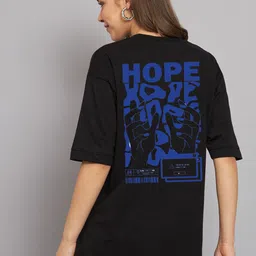 Imsa Moda Typography Printed Oversized Longline Cotton T-shirt-image-87