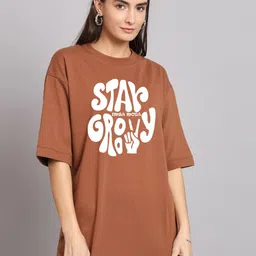 Imsa Moda Typography Printed Drop-Shoulder Sleeves Cotton T-shirt-image-56