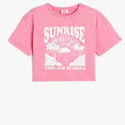 Koton Girls Typography Printed Applique T-shirt-image-86
