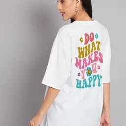 Imsa Moda Typography Printed Drop-Shoulder Sleeves Cotton Oversized T-shirt-image-63