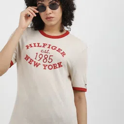 Tommy Hilfiger Women Typography Printed Pure Cotton T-shirt-picture-9