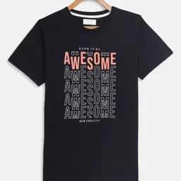 Octave Boys Navy Blue Typography Printed T-shirt-image-39