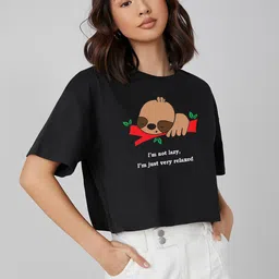 Kotty Typography Printed Oversized T-shirt-image-26