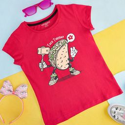 Pantaloons Junior Girls Graphic Printed Cotton T-shirt-image-96