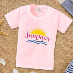 Babywish Kids Round Neck Relaxed Fit Typography Printed Cotton T-shirt-image-108