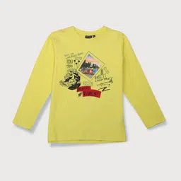 Gini and Jony Boys Yellow Printed  T-shirt-image-44