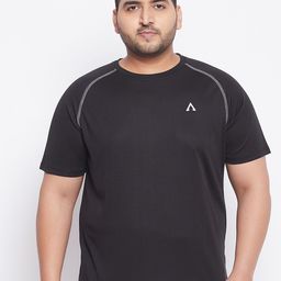 AUSTIVO Men Black Solid Plus Size T-shirt-image-17