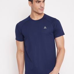 ATHLISIS Men Navy Blue Solid Rapid Dry Running T-shirt-image-2