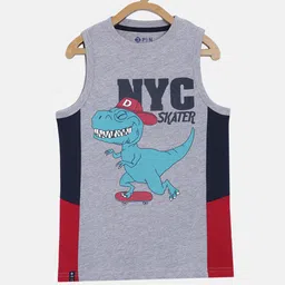 3PIN Boys Grey Typography Colourblocked Applique T-shirt-image-45