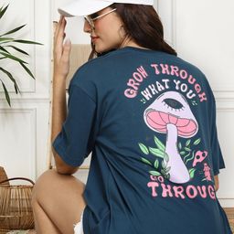 Fabflee Graphic Printed Round Neck Drop-Shoulder Sleeves Cotton Oversized T-shirt-picture-16