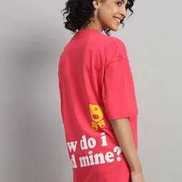 GRIFFEL Typography Printed Drop-Shoulder Sleeves Oversized Cotton T-shirt-image-98