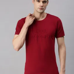 ONN Typography Self Design Round Neck Pure Cotton T-shirt-image-25