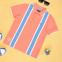 Pantaloons Junior Boys Striped Polo Collar Pure Cotton T-shirt-picture-4