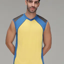 SPORTO Colourblocked Round Neck Stretchable Sleeve less T-Shirt-picture-24