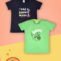 Lux Cozi Boys Pack Of 2 Typography Printed Cotton T-shirt-image-96