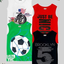 KUCHIPOO Boys Typography 4 Printed V-Neck Applique T-shirt-image-64