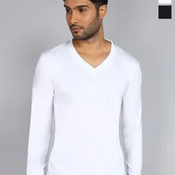 Fleximaa Men 2 V-Neck Pure Cotton Applique T-shirt-image-7