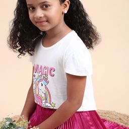 CODEZ Girls Graphic Printed Cap Sleeves Pure Cotton T-shirt-image-16