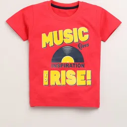 Toonyport Boys Red Typography Printed Pure Cotton T-shirt-image-45