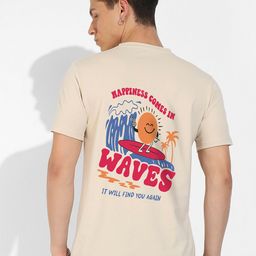 Campus Sutra Beige Graphic Printed Cotton T-shirt-image-31