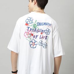 THE HOLLANDER Typography Printed Drop-Shoulder Sleeves Oversized Cotton T-Shirt-image-60