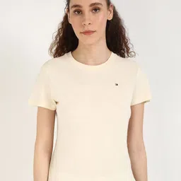 Tommy Hilfiger Women Solid Round Neck Cotton T-shirt-picture-43