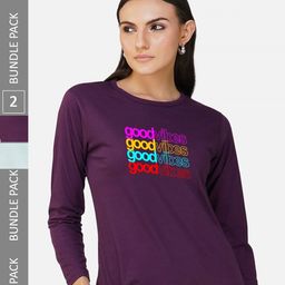 CHOZI Pack Of 2 Printed Round Neck Regular Fit Pure Cotton Casual T-shirt-image-86