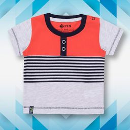 3PIN Boys Striped Round Neck Cotton Casual T-shirt-image-1