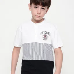 Octave Boys Mandarin Collar Striped T-shirt-image-61