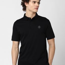 Van Heusen Flex Men Black Mandarin Collar Applique T-shirt-image-61