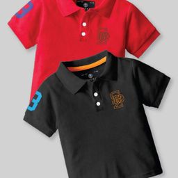 CODEZ Boys 2 Polo Collar Applique T-shirt-55
