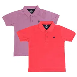 BAESD Boys Pack of 2 Cotton Short Sleeves Polo Collar Applique T-shirts-23
