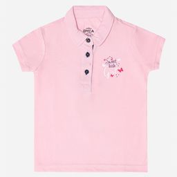 DYCA Girls Polo Collar Half Sleeves Cotton T-shirt-image-93