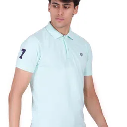 Sam and Jack Men Sea Green Polo Collar Cotton T-shirt-image-9