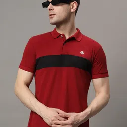THE MILLION CLUB Colourblocked Polo Collar T-shirt-image-73