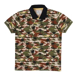 Pepe Jeans Boys Camouflage Printed Polo Collar Cotton T-shirt-picture-34