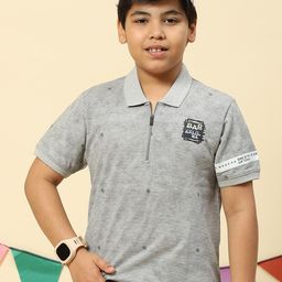 Monte Carlo Boys Abstract Printed Polo Collar Pure Cotton T-shirt-29