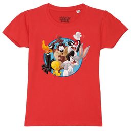 Looney Tunes by Wear Your Mind Girls Red Printed Pure Cotton Puff Sleeves T-shirt-image-37
