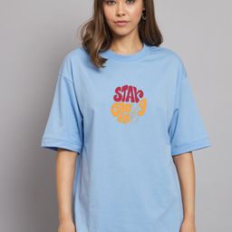 Imsa Moda Typography Printed Drop Shoulder Sleeves Oversized Cotton T-shirt-image-31