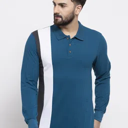 Kalt Men Colourblocked Polo Collar T-shirt-image-82