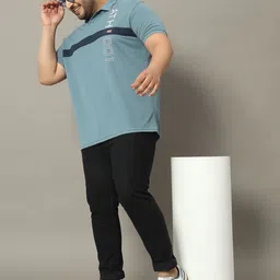 OGEN Men Plus Size Typography Printed Polo Collar T-shirt-image-12