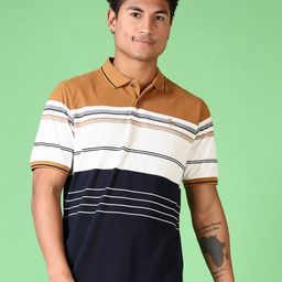 V-Mart Men Striped Polo Collar Cotton T-shirt-image-20