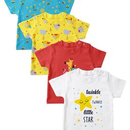 Mojua Kids Set Of 4 Graphic Printed Bio Finish Cotton T-shirt-10