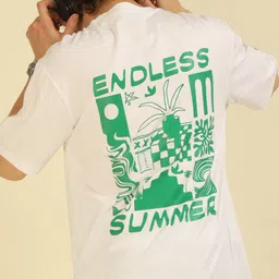 recast Typography Printed Drop-Shoulder Sleeves Bio Finish Pure Cotton Oversized T-shirt-picture-12