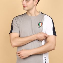 V-Mart Colourblocked Short Sleeves Round Neck Cotton Regular Fit T-shirt-image-34