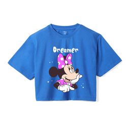 Wear Your Mind Girls Minnie Mouse Printed Drop-Shoulder Sleeves Pure Cotton Boxy T-shirt-image-87