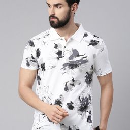 Kryptic Men Printed Polo Collar Pure Cotton T-shirt-image-45