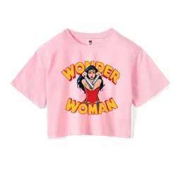 Wear Your Mind Girls Wonder Woman Printed Boxy Crop Pure Cotton T-shirt-image-61