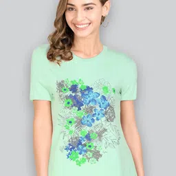 LYRA Women Multicoloured Floral Printed Anti Odour T-shirt-image-14